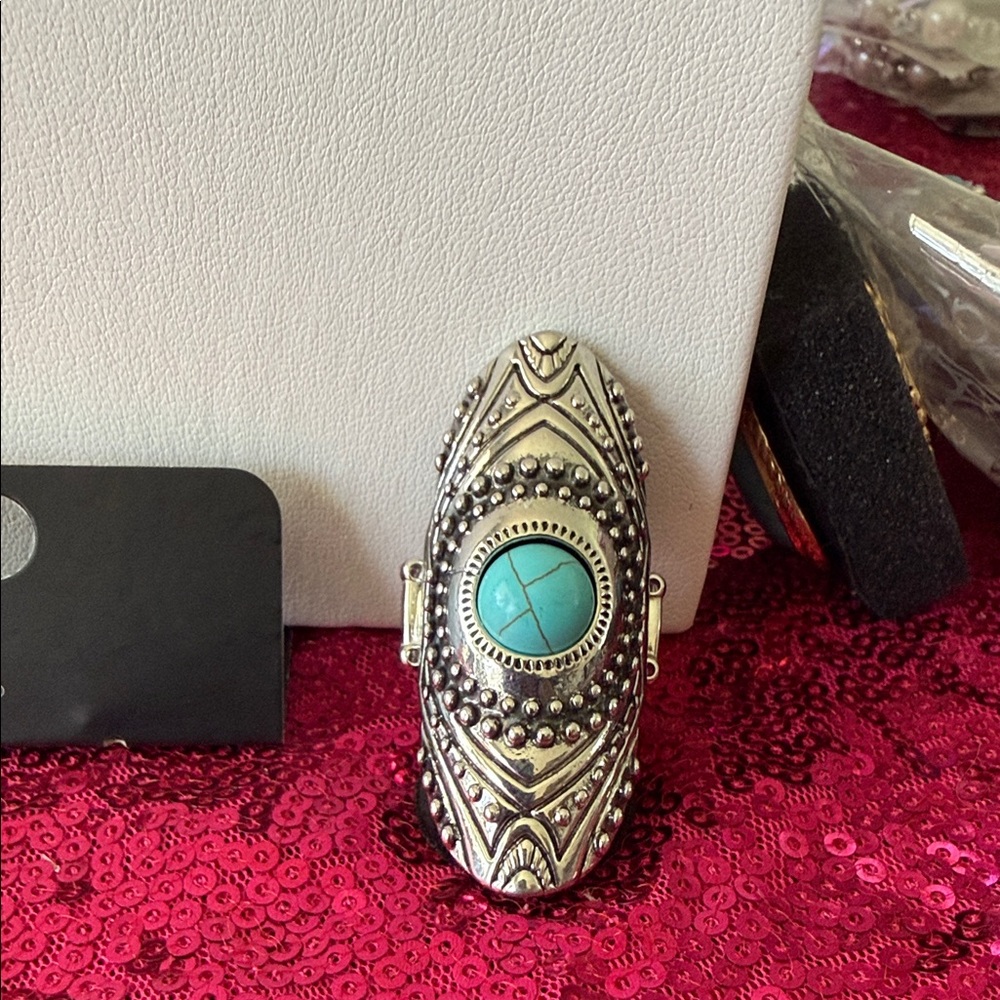 Paparazzi Silver Ring with Turquoise Accent - Picture 2 of 2
